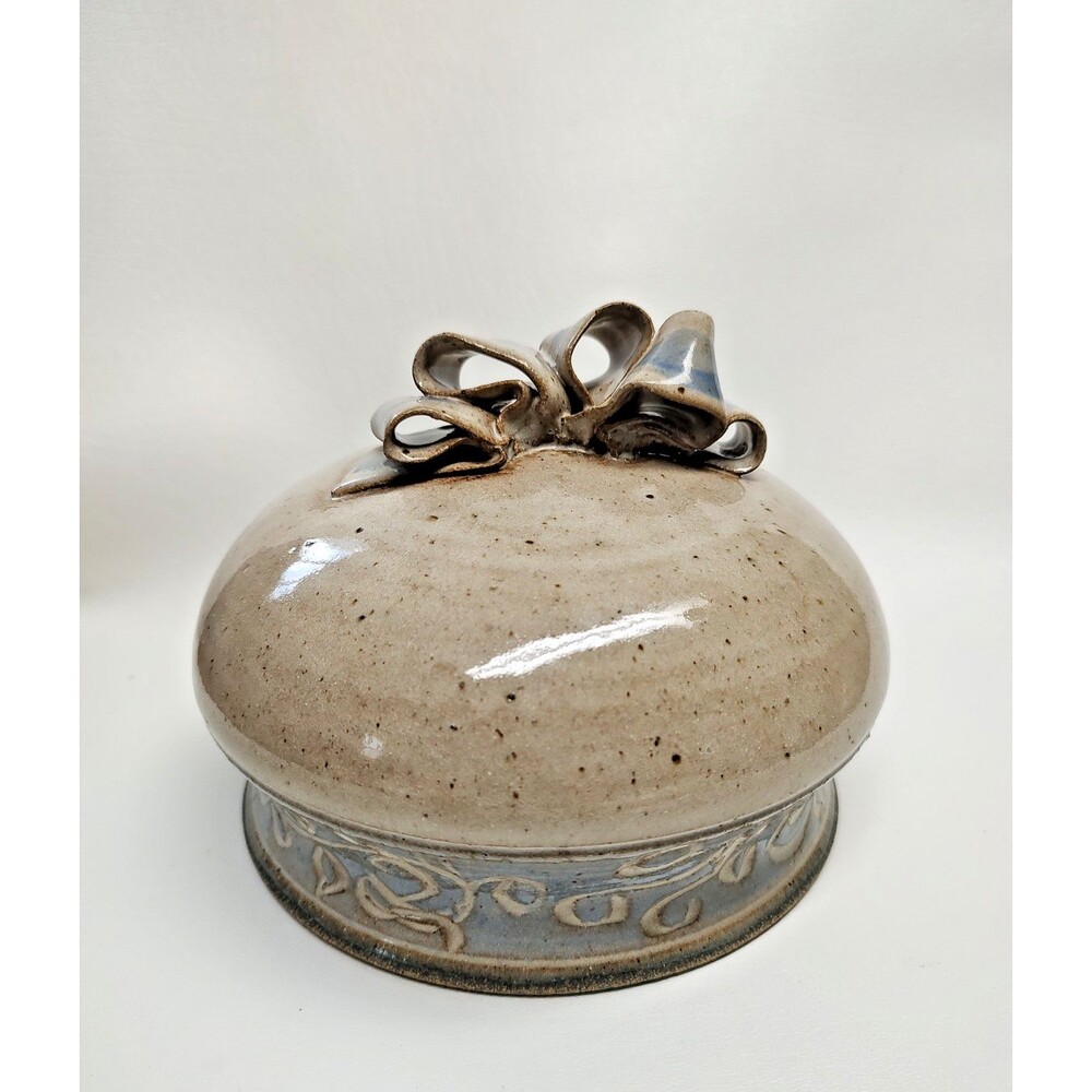 Vintage Jam Cubby ? Cheese dish Cover ? Pottery From Norway 6.5" Wide 5" Tall